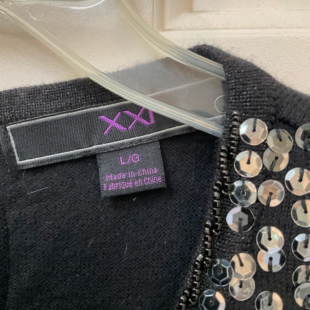 XXI Sequin Sweater Vest, Black, Size L, Great Shape - Picture 2 of 9